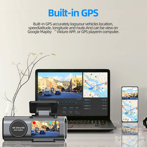 4K Dash Cam GPS WiFi Night Vision Car DVR with Optional Rear Lens