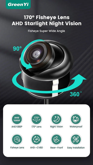 GreenYi AHD 1080P Car Rear View Camera Night Vision 170 Degree Wide Angle - stepyours.com