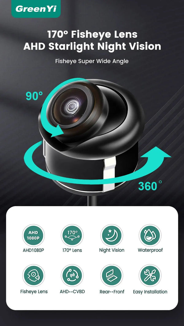GreenYi AHD 1080P Car Rear View Camera Night Vision 170 Degree Wide Angle - stepyours.com