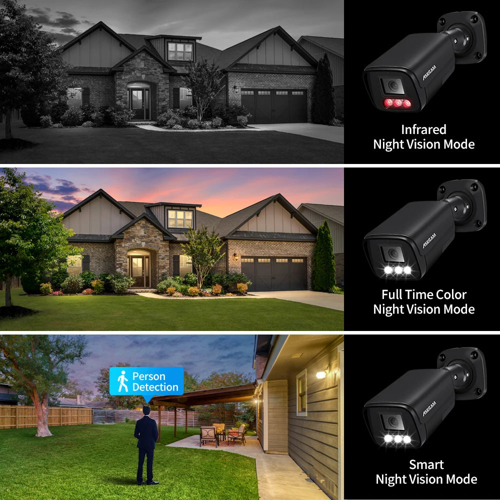 ASECAM 4K 8MP IP Camera Outdoor PoE AI Humanoid Detection Surveillance Hooks by stepyours.com