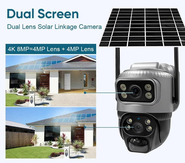 V380 Dual Lens 4G Solar Camera 8MP Night Vision IP66 Waterproof Stay Secure - stepyours.com