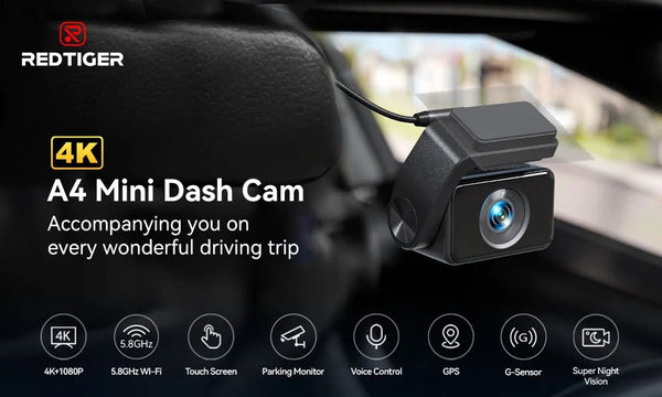 Redtiger A4 4K Dash Cam Front Rear Drive Recorder GPS 5G WiFi Night Vision - stepyours.com