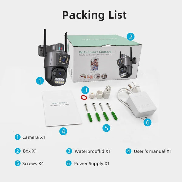 ICSEE 4K Dual Lens WIFI Camera - 2K Dual Screen PTZ Outdoor Security - stepyours.com