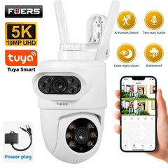 Fuers 5K 10MP Dual Lens IP Camera - Auto Tracking Tuya Smart WiFi CCTV - stepyours.com
