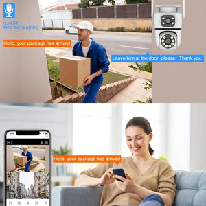 NovoLumen Tuya HD Dual Lens 5G WiFi PTZ Outdoor IP Camera Color Night Vision - stepyours.com
