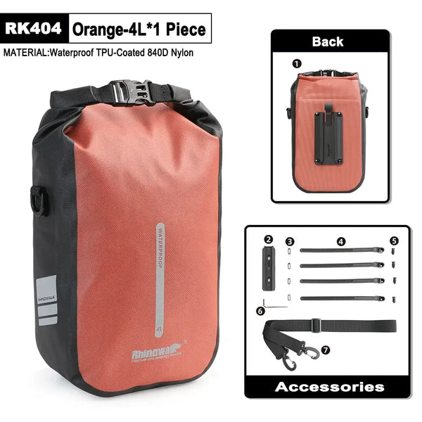 Rhinowalk Bike Front Fork Bag Waterproof 4L-6L Pack Quick Release For MTB Road Bike Scooter Cycling Shoulder Bag Storage Bag