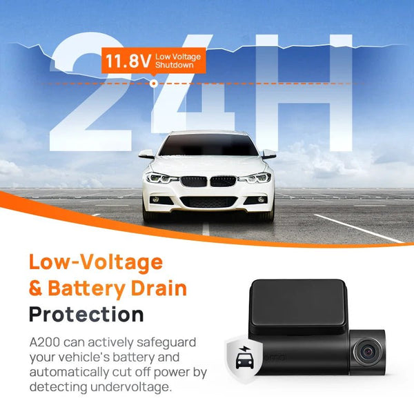 70mai A200 Dash Cam 2 Inch LCD Dual Channel 1080P Car DVR 24H Parking - stepyours.com