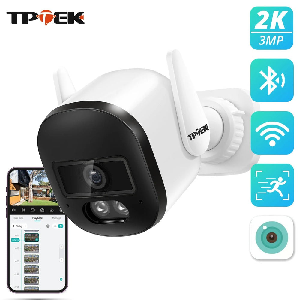 TPTEK 3MP WiFi Outdoor Bullet Camera - AI Human Detection, IP66 Weatherproof - stepyours.com