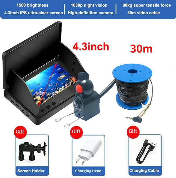 Portable Fish Depth Finder Handheld 1080P Underwater Camera With 4.3 Inch LCD - stepyours.com