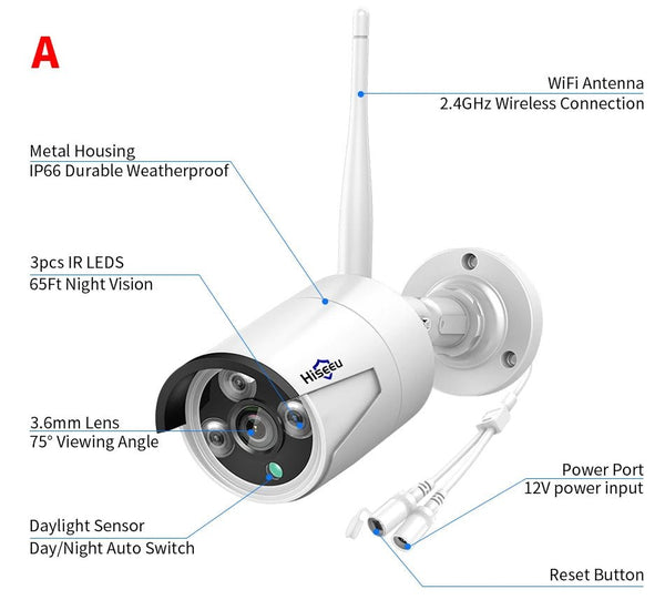 Hiseeu 3/5/8MP Wireless IP Camera - Waterproof 1080P WiFi Bullet for CCTV Kits - stepyours.com