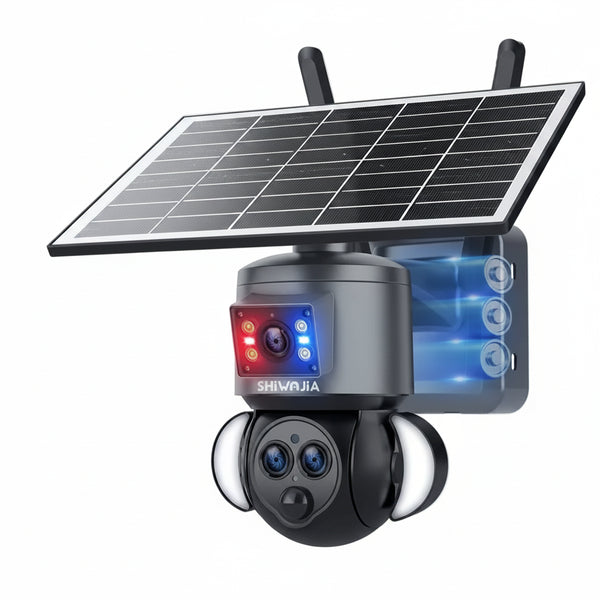 SHIWOJIA 4K 8MP Solar Camera With 4G SIM WiFi Color Night Vision PTZ Dual Lens - stepyours.com
