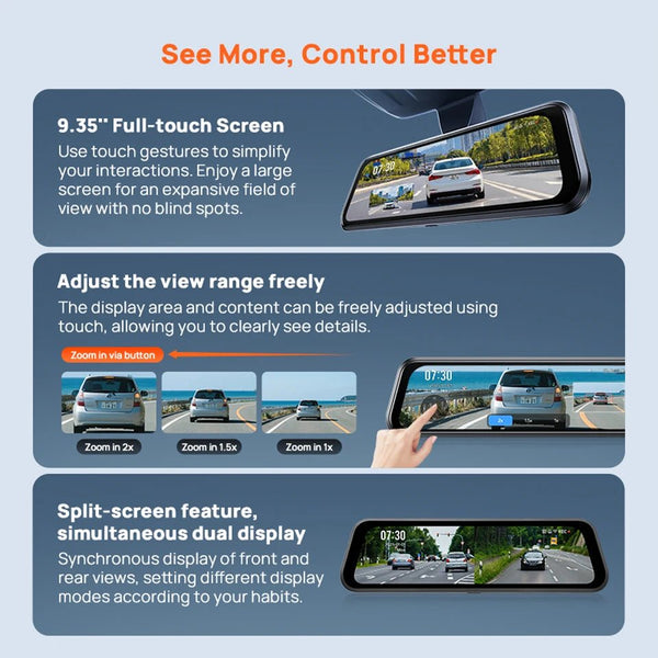 70mai S410 Rearview Dash Cam 2K Front 1080P Mirror - stepyours.com