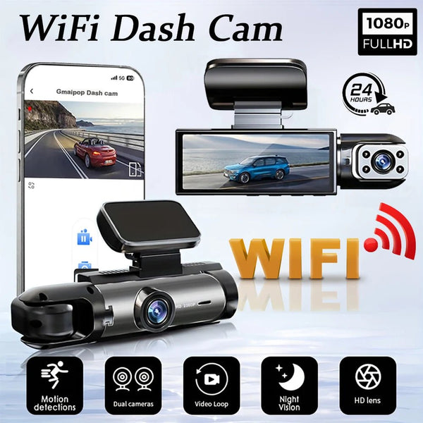 1080P WiFi Dual Dash Cam Front Inside Car with IR Night Vision Loop Recording - stepyours.com
