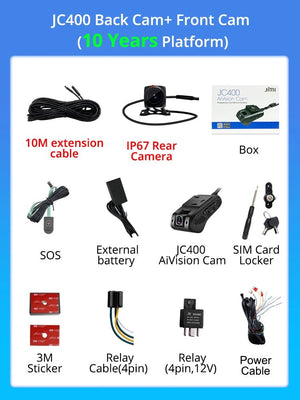 JIMIMAX 4G Dash Cam Front and Rear JC400A WIFI Hotspot GPS Live Stream App - stepyours.com