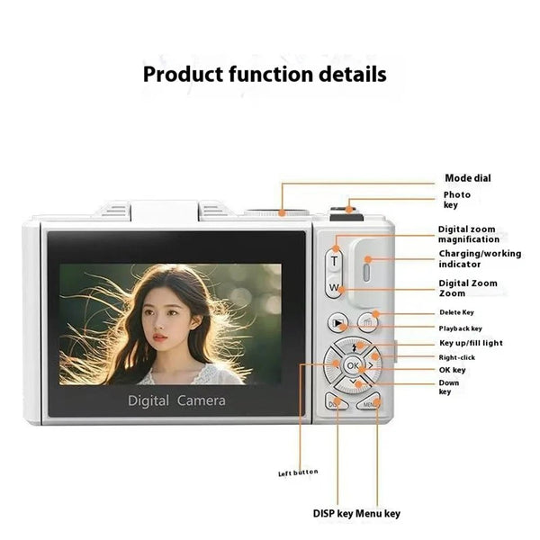 Amorus 75MP Digital Camera 5.7K Video 18x Zoom WiFi Vlog Camera - stepyours.com