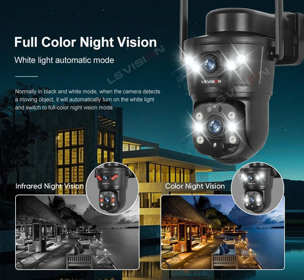 LS VISION 4G WiFi Outdoor Solar Camera - 8MP Dual Lens Night Vision Waterproof - stepyours.com
