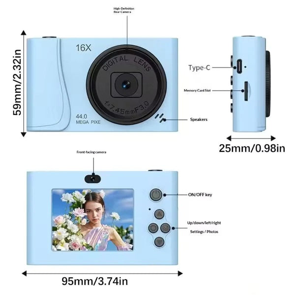 4K Digital Camera For Kids And Beginners 24MP Camcorder Auto Focus 16x Zoom - stepyours.com