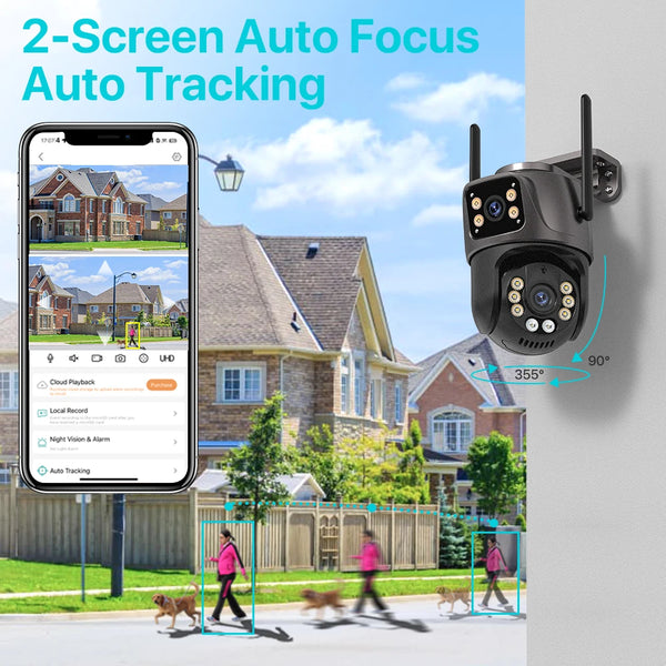 SmartVision 4K 8MP Outdoor WiFi PTZ Camera AI Auto Tracking Dual Lens by stepyours.com