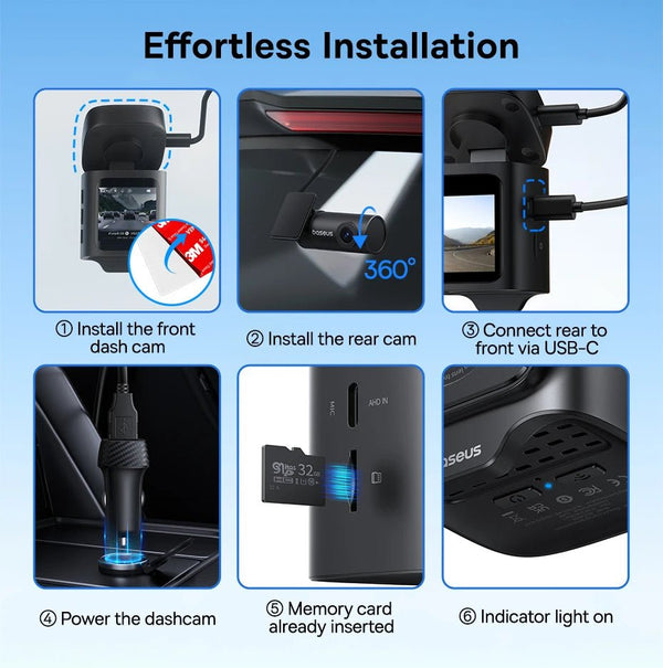 Baseus VD1 3K Dash Cam Front And Rear With GPS Supercapacitor 24H Parking - stepyours.com