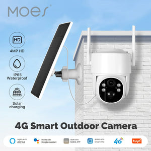 MOES Tuya Solar Powered 4G WiFi 4MP Security Camera With Color Night Vision - stepyours.com