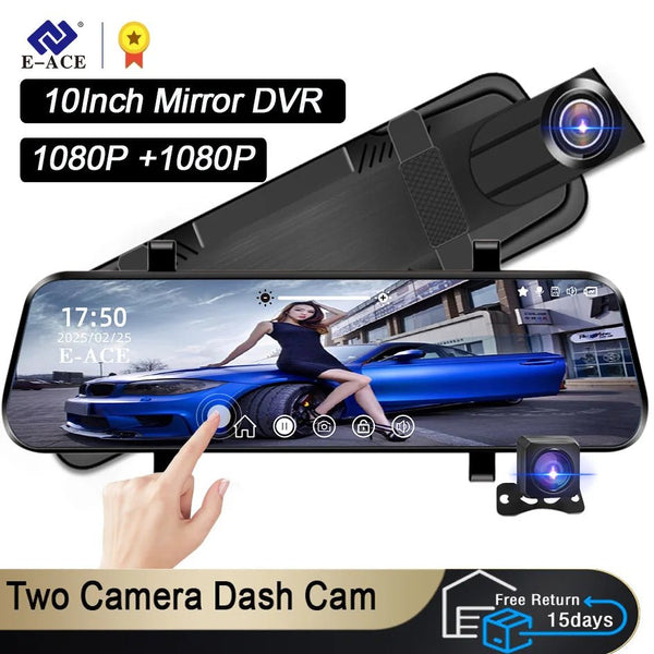 10 Inch Car DVR Touch Screen Dual 1080P Front And Rear Rearview Mirror Camera - stepyours.com