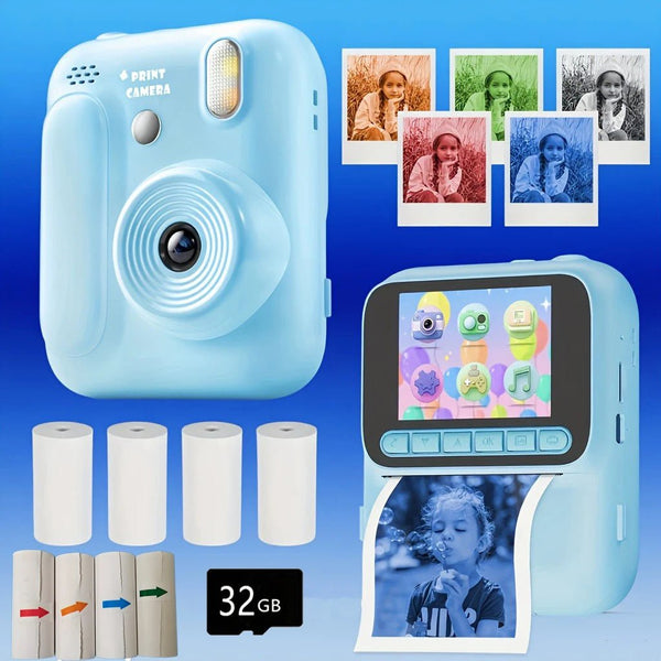 Kids Color Printing Instant Camera 32GB 1080P Digital Photo Video Gift - stepyours.com