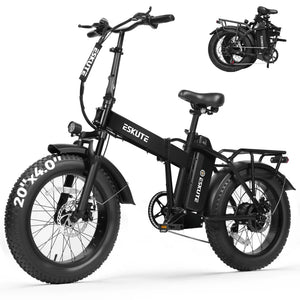 ESKUTE Electric Bike for Adults, 48V 20.8Ah Removable Battery, 20x4 Fat Tire Foldable Ebike with 1200W Peak Motor, Folding E Bike with 7‑Speed, 20+ MPH, up to 80 Miles, NFC Unlock