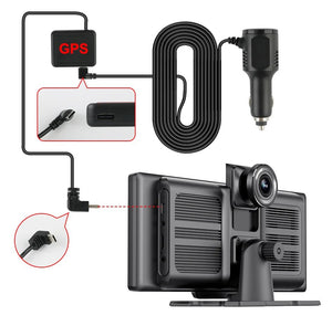 4K Dash Cam CarPlay Android Auto 350 Degree Rotating Lens GPS Bluetooth 7 Inch - stepyours.com