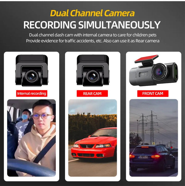4K Dash Cam Car DVR With Night Vision GPS WiFi Parking Monitor - stepyours.com