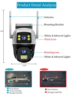 8MP 4G Dual Lens Outdoor Surveillance Camera - With PTZ And Dual Screen - stepyours.com