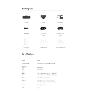 DDPAI Dash Cam N1 Dual Front And Rear Night Vision 1296P App Control - stepyours.com