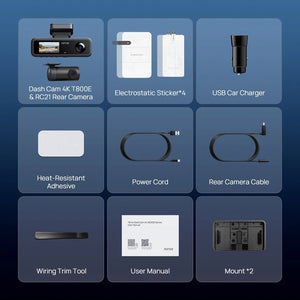 70mai T800E 3 Channel Dash Cam 4K HDR F1.55 Supercapacitor GPS WiFi 6 5GHz - stepyours.com
