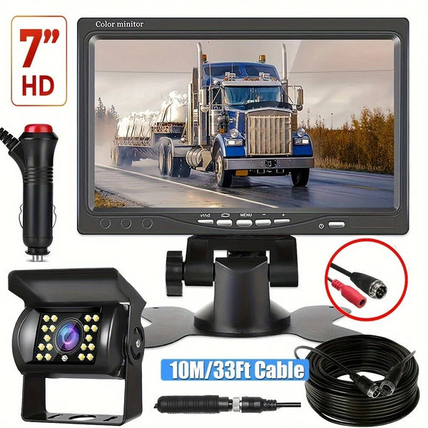 Night Vision 7 Inch TFT Monitor With 18 IR LEDs Backup Camera RV - stepyours.com