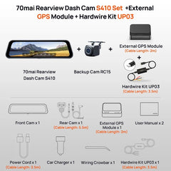 70mai S410 Rearview Dash Cam 2K Front 1080P Mirror - stepyours.com