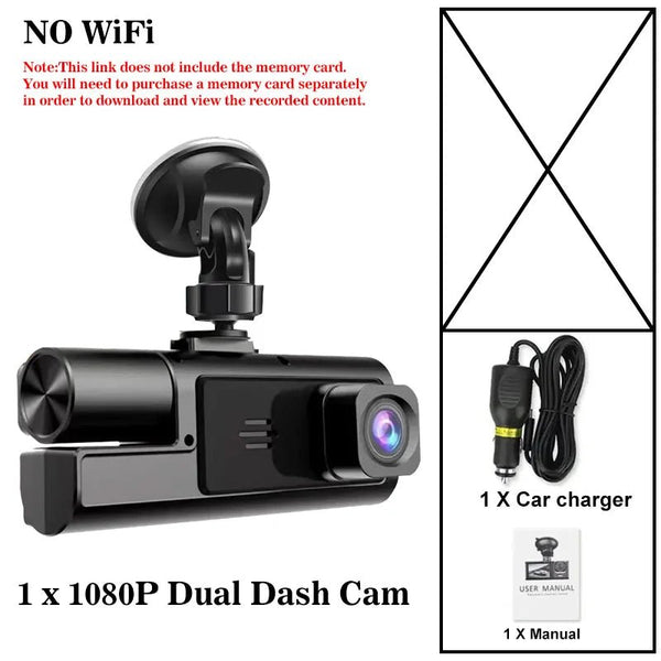 3 Channel WiFi Car DVR 1080P Front Inside Rear 170 Degree Night Vision G Sensor - stepyours.com