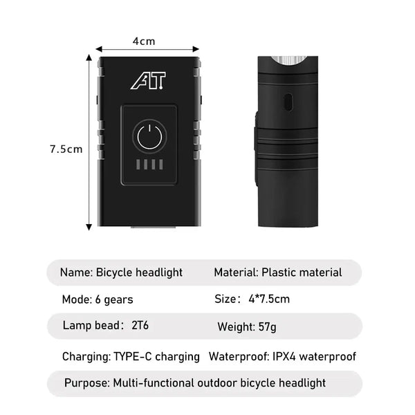 LED Bicycle Headlight - Type C Rechargeable — product view 5