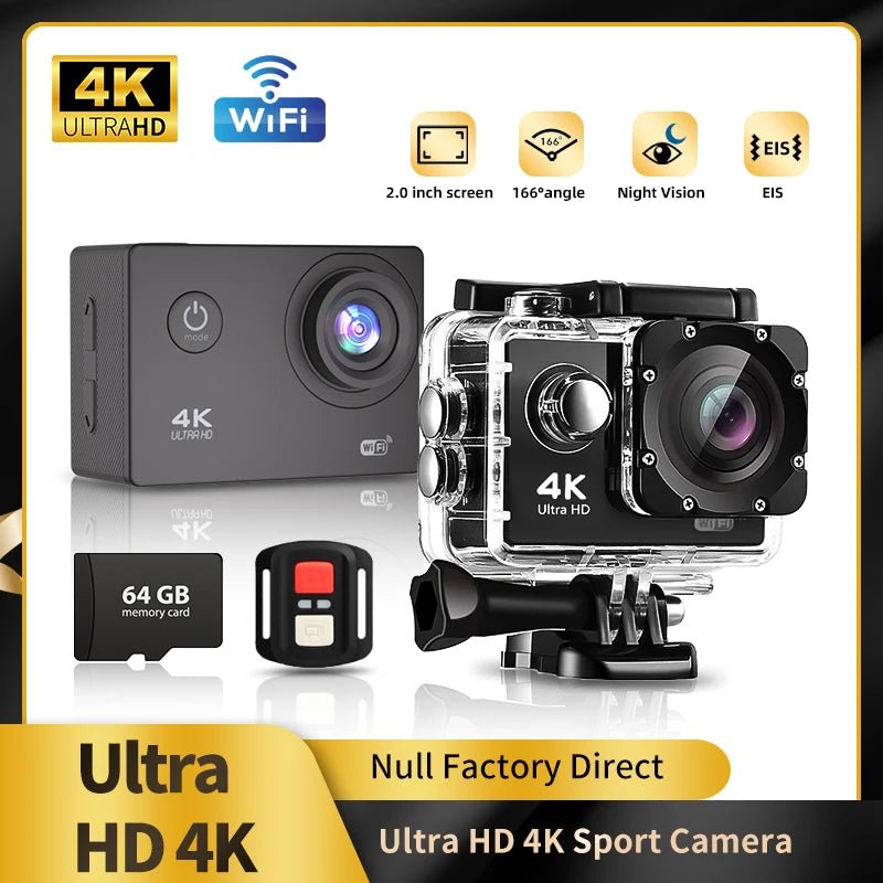 4K Outdoor Action Camera Waterproof Underwater Helmet Camera With WiFi 30FPS - stepyours.com