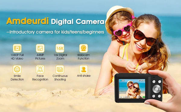 HD 1080P Kids Beginner Camera LCD 16X Zoom Compact Rechargeable - stepyours.com