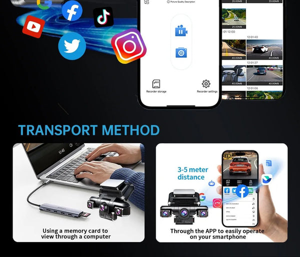 TiESFONG 4CH GPS Dash Cam I7Pro Front 4K 2K Plus 3x1080P Car DVR WiFi - stepyours.com