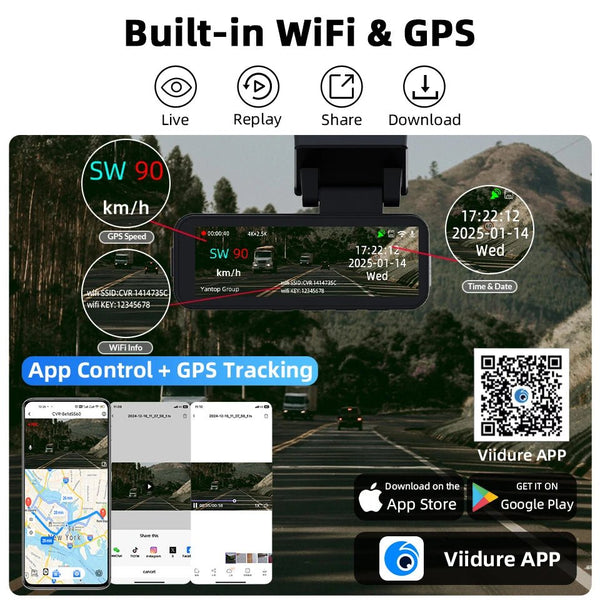 4K Dash Cam Car Camera With GPS WiFi Night Vision Dual Lens Rear View - stepyours.com
