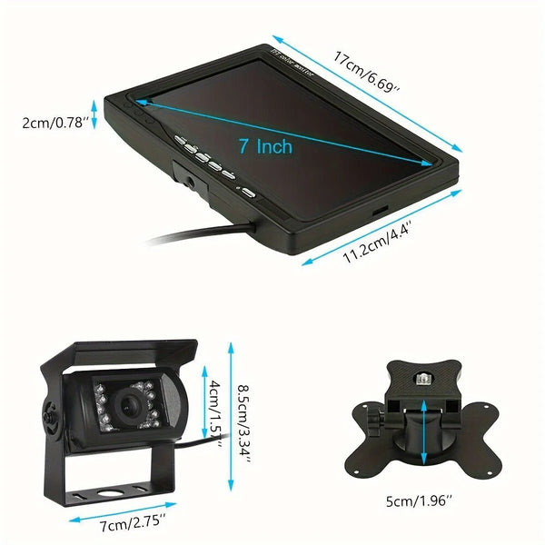 Night Vision 7 Inch TFT Monitor With 18 IR LEDs Backup Camera RV - stepyours.com