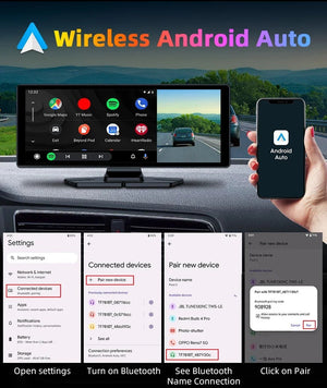 4K Dash Cam CarPlay Android Auto 350 Degree Rotating Lens GPS Bluetooth 7 Inch - stepyours.com