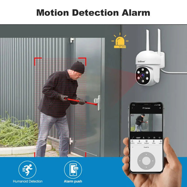 Srihome SH061 Wireless PTZ AI 1080P Home Security Camera Night Vision CCTV - stepyours.com