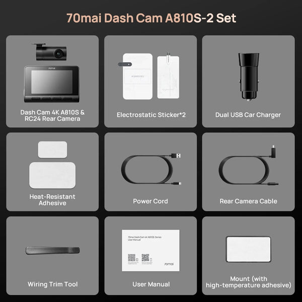 70mai Ultra HD 4K Dash Cam A810 A810S With Built In GPS ADAS 150 Degree FOV - stepyours.com