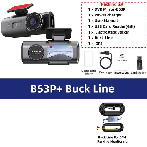4K Dash Cam With GPS WiFi Night Vision Rear Camera Car DVR Recorder - stepyours.com
