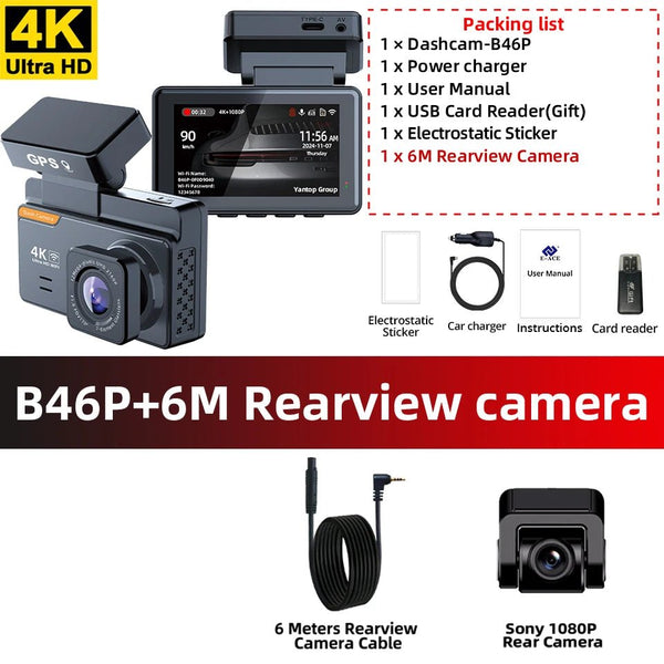 4K Dash Cam With GPS Dual Lens Night Vision 24 Hour Parking - stepyours.com