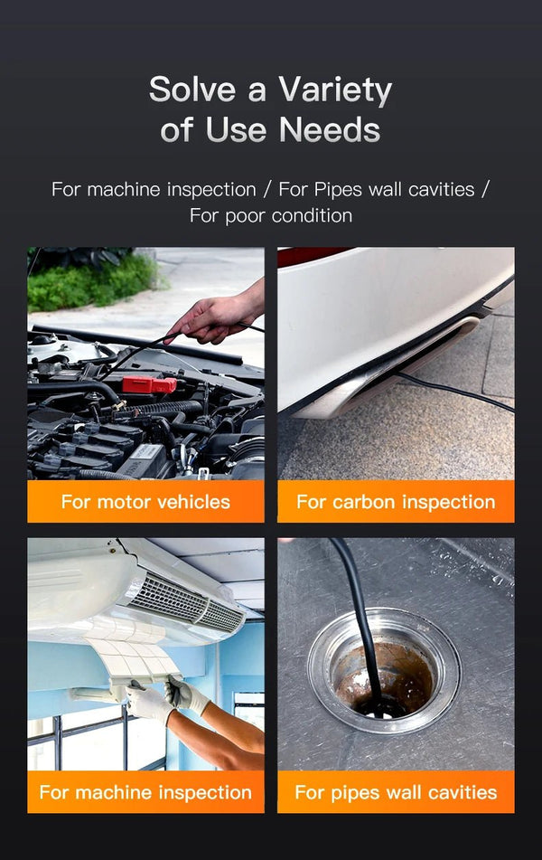 Industrial Endoscope Camera 4.3 Dual Lens 1080P - IP67 Waterproof Borescope - stepyours.com