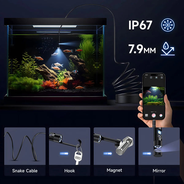 KERUI Endoscope Camera Dual Lens TypeC LED IP67 Waterproof iPhone iPad Android - stepyours.com