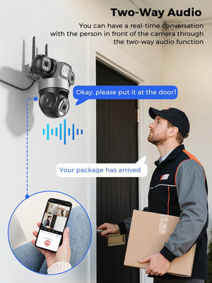 12MP Outdoor WiFi PTZ Camera With 6K HD Triple Lens Waterproof - stepyours.com