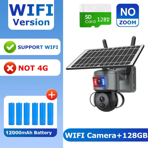SHIWOJIA 4K 8MP Solar Camera With 4G SIM WiFi Color Night Vision PTZ Dual Lens - stepyours.com